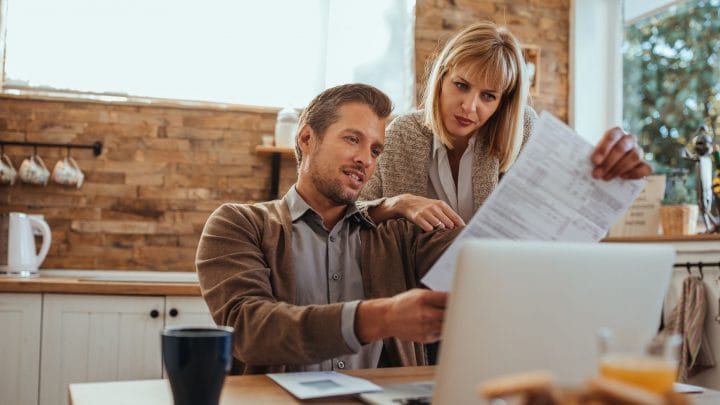 Couple working on budget